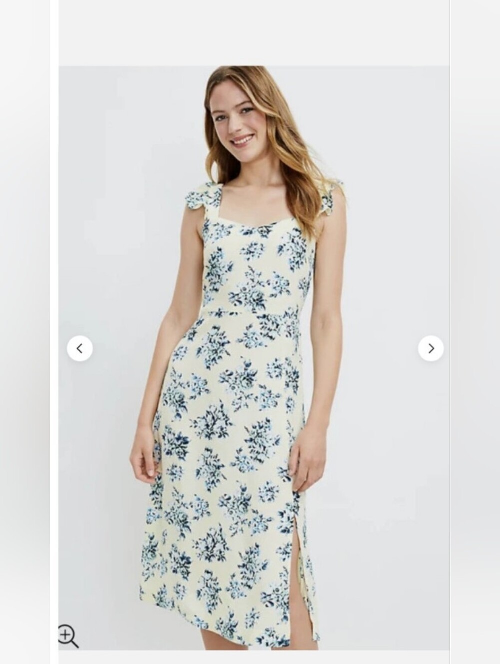 LOFT Floral Cream and Blue Dress
